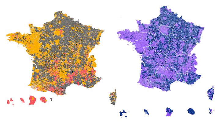 Les cartes électorales du premier et deuxième tour