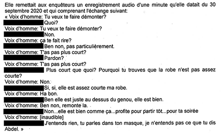 Michel B. – le N+2 de Manon et Sophie. – a estimé que l’enregistrement du harceleur réalisé par Manon était « inaudible ». C’est faux, la police a pu retranscrire l’enregistrement sans difficulté.