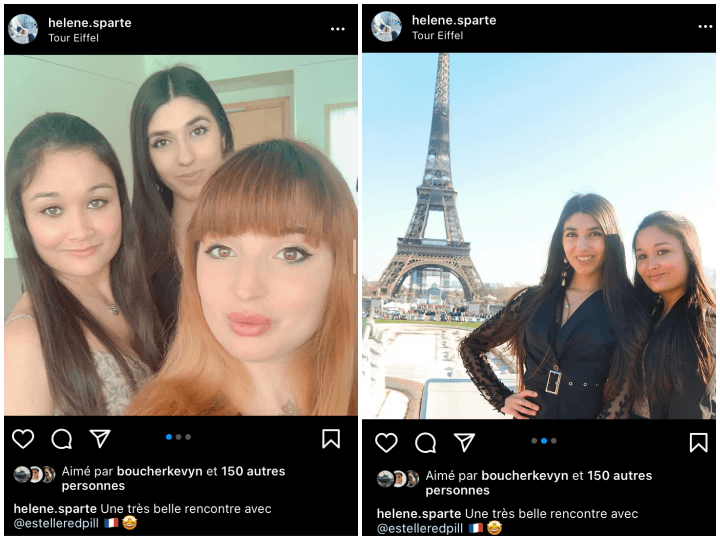 Sur son compte Instagram personne, Marie-Émilie Euphrasie pose avec la tiktokeuse d’extrême droite Estelle Redpill.