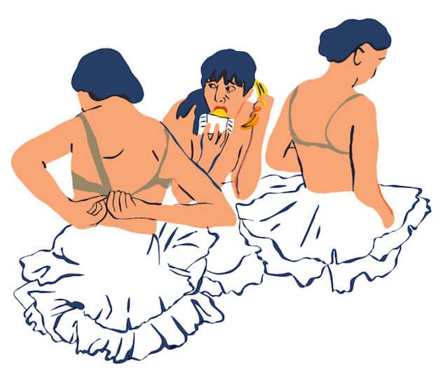 « On se cachait aussi entre chaque cours pour manger un fruit ou une compote pour tenir, sinon elle nous embrouillait. » 