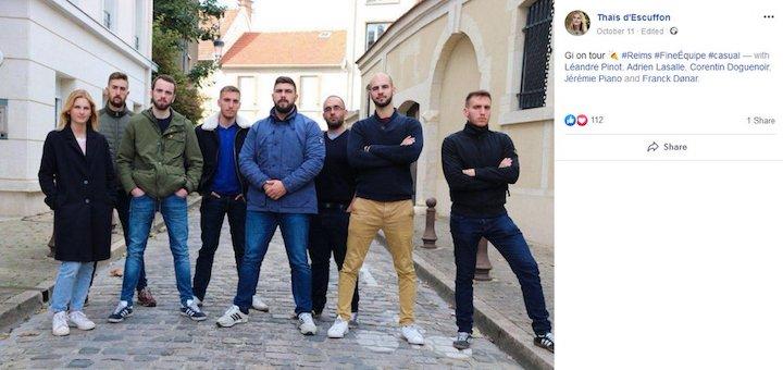 Adrien Lasalle était un cadre de Génération identitaire. Ici, il pose avec d'autres membres du groupe, comme Thaïs d'Escufon et Jérémy Piano, candidat aux élections législatives pour Reconquête.