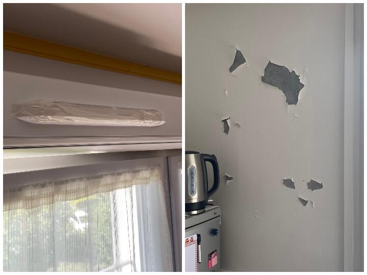 Dans le logement de Marianne, le gardien a bloqué l’aération au-dessus de la fenêtre de son salon pour ne plus avoir froid. Elle a des problèmes d'humidité. Selon elle, la peinture qui s’effrite sur ses murs laisserait apparaître des plaques d'amiante