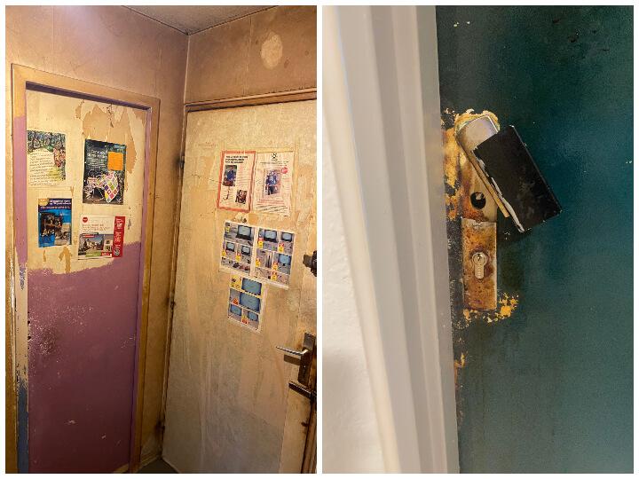 Au rez-de-chaussée d’un bâtiment, un homme atteint de troubles psychiatrique vit seul dans l’insalubrité et la saleté la plus extrême.