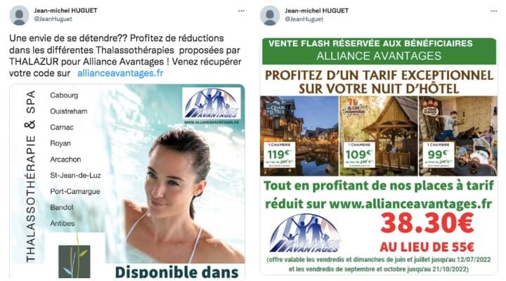 En tant que délégué national, Jean-Michel Huguet est à la tête d'« Alliance Avantages », une plateforme qui offre aux adhérents du syndicats des réductions sur un peu tout et n'importe quoi.