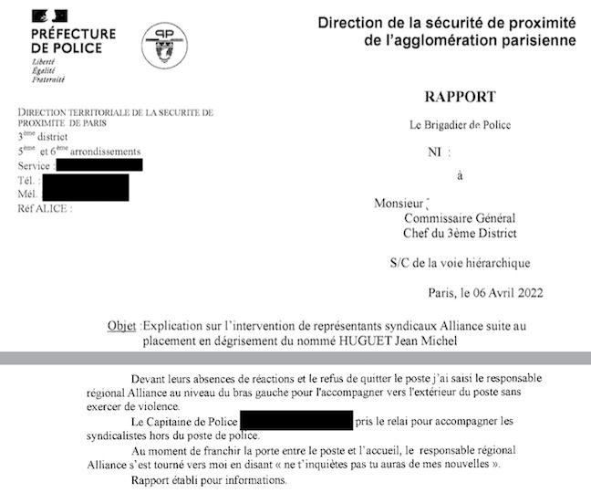 La soirée au commissariat ne s'est pas bien passée.