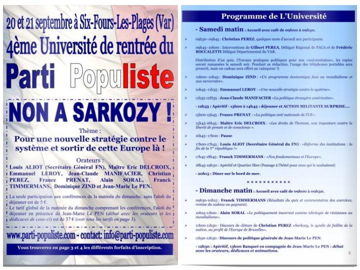 En 2008, Boccaletti invite Éric Delcroix, avocat de négationnistes lui-même condamné, chez lui à Six-Fours-les-Plages, lors de la quatrième université de rentrée du Parti Populiste, dont il est délégué départemental.