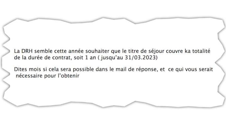 Alors qu'il était possible l'année dernière d'avoir le contrat tant que le titre de séjour était valable, ça ne l'est plus cette année pour Fatia et Mariam.
