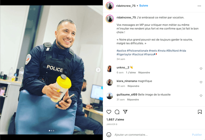 Sur ses réseaux sociaux, Rida parle de son métier et même de ses interventions.