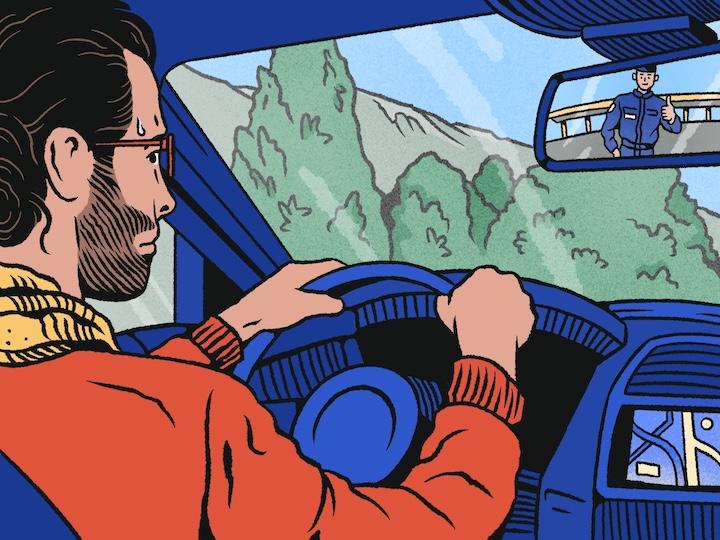 « Le flic ouvre le coffre, et il la voit. Il reste quelques secondes à la regarder. Il referme la porte, je me dis que c'est foutu. Mais il vient vers moi, et me dit : “C'est bon, vous pouvez y aller…” »