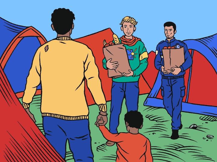 Dans la vallée de la Roya, la relation avec les gendarmes s'est apaisée. Un lien de confiance lié au fait que « dans notre com’, *on ne les a jamais incriminés. On a toujours préféré s’en prendre aux donneurs d'ordre, préfet et autres », indique Cédric Herrou