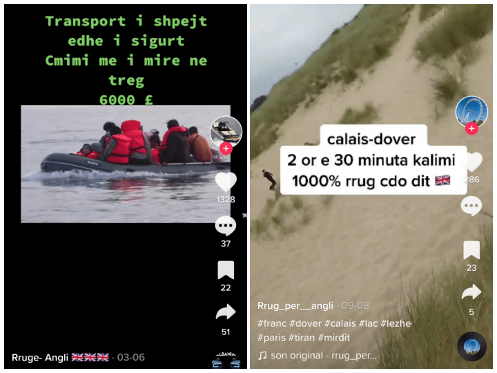 Sur TikTok les passeurs sont plutôt explicites : « Transport rapide et sécurisé, le meilleur prix du marché à 6.000 livres » ; « Calais-Douvres en 2h et 30min. Sûr à 1000%. Départs tout les jours. 