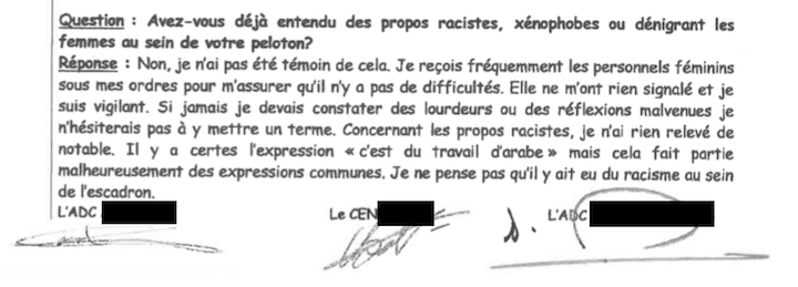Dans la gendarmerie de Maison-Alfort, il n'y a pas de racisme, il n'y a que des « expressions communes », malheureusement...