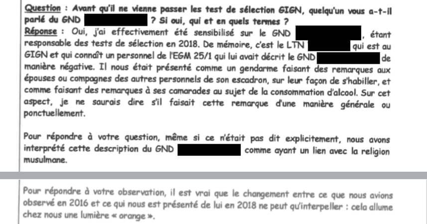 Lors de ses tentatives d'entrer au GIGN, Amir a été victime de rumeurs. Selon celles-ci, il serait radicalisé dans sa religion. Des ragots qui ont « allumé une lumière orange » chez les responsables des tests de la force d'assaut, comme le raconte l'un d'eux à l'IGGN.
