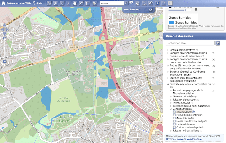 Le terrain du BioParc se situe en zone humide, à l'angle de la rocade et de l'avenue François Mitterand, selon la cartographie de l'Observatoire français de la biodiversité.