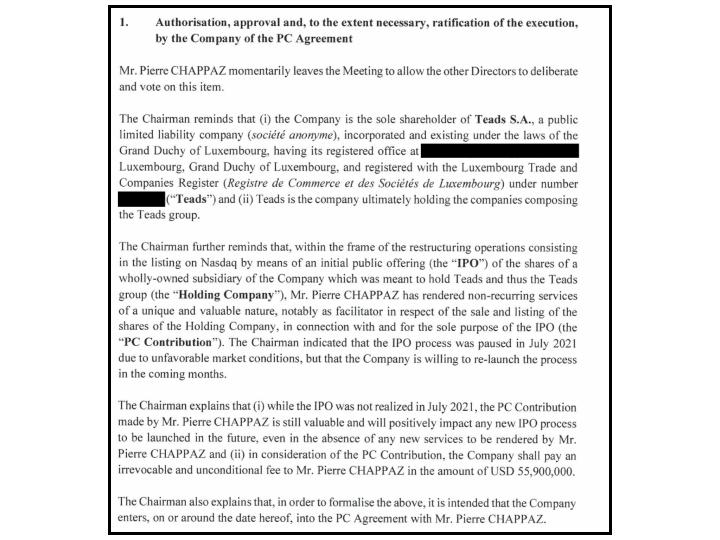 Pierre Chappaz, « pourrait à lui seul empocher plus de 30 M€. Mais surtout, il devrait toucher 30 M€ de fees pour sa contribution à l’IPO auxquels pourraient s’ajouter 20 M$ (17 M€) de bonus de performance pour son rôle de dirigeant