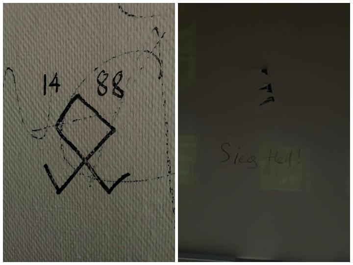 Les numéros 14 et 88 sont des références au suprématisme blanc pour l'un et à Adolf Hitler pour l'autre. En dessous, le symbole nordique de la rune d'Odal a été notamment utilisé par la 7ème division SS. Quant à « Sieg Heil », c'est tout simplement le cri nazi