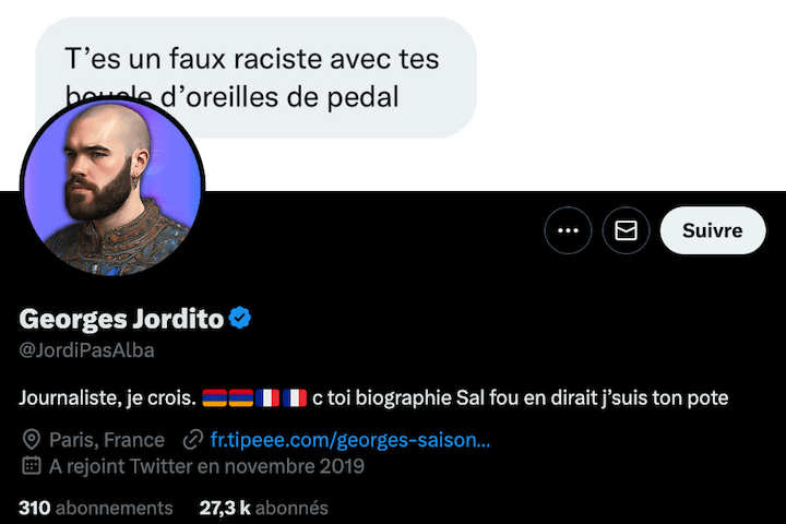 Sur Twitter, Georges-Gabriel Matharan se définit ainsi : « Journaliste, je crois. »