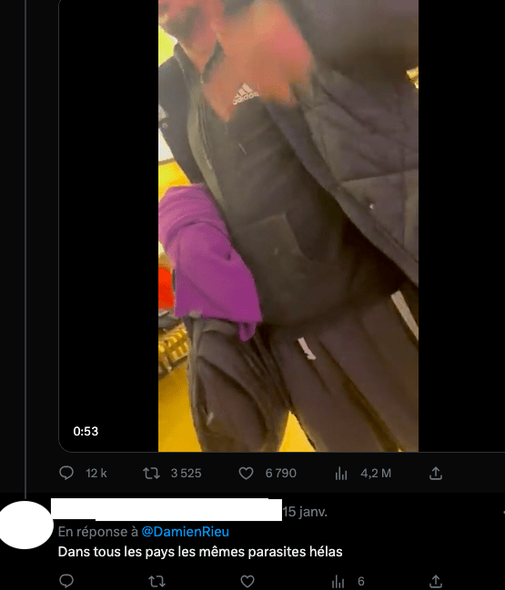 À l'identitaire Damien Rieu, il réutilise le terme de « parasites »