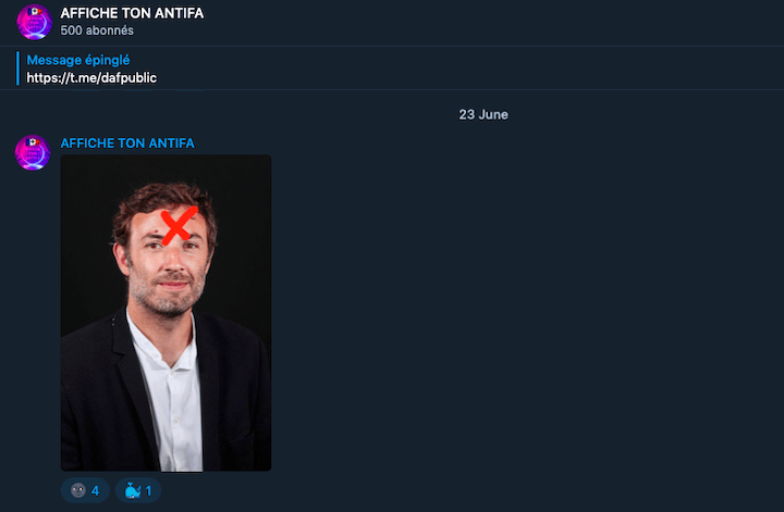Après avoir alerté sur ce canal Telegram, Thomas Portes a vu sa photo être publiée avec une croix rouge sur son front. Une « cible ». « Il y a une violence exacerbée », indique le député. 