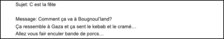 « Quand on envoie par mail “Bougnoules”, on ne peut pas ignorer le caractère raciste », assure Helena Berkaoui, rédactrice en chef du Bondy Blog.