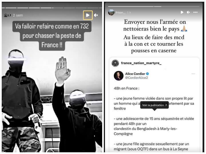 Lukas C. aime faire des références à la bataille de Poitiers en 732 – où le chef franc Charles Martel a vaincu l’armée omeyyade. Début août, il est encore plus direct suite à un tweet d'Alice Cordier, leader de Nemesis, où il demande à « nettoyer le pays » et critique les missions de l'armée.