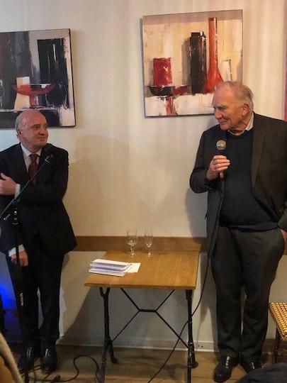 Philippe Cuignache, directeur du Mareyeur, en compagnie de Charles Millon, ex-ministre de la Défense sous la première présidence Chirac qui fricote désormais avec l’extrême-droite, pour une conférence sur l’union des droites, en novembre 2022