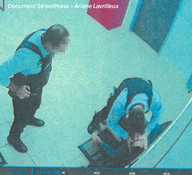 Le 24 novembre 2022, la caméra accrochée au plafond de la salle de transit du Cra de Toulouse-Cornebarrieu filme un policier qui enfonce ses pouces dans les orbites de Samir