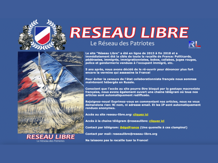 Réseau libre est l’un des nombreux sites de la fachosphère française