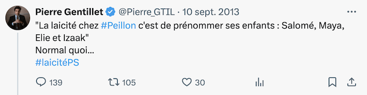 En 2013, pour s’en prendre à Vincent Peillon, à l’époque ministre de l’Éducation, au sujet de la laïcité, il liste les prénoms des quatre enfants du ministre, qui est juif