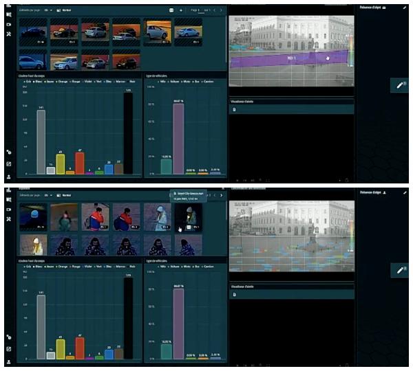 En quelques clics, le logiciel peut établir une zone de recherche et avoir un résumé des voitures repérées, tout en indiquant d’où elles viennent et où elles vont. Il peut aussi rechercher selon des critères, notamment vestimentaires, des personnes « qui font du maraudage ou qui ont commis un délit »