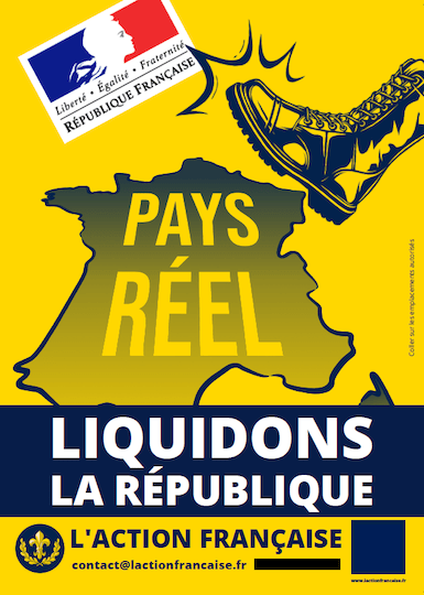 Cette affiche est encore vendue par l'Action française sur leur site, et seulement à 1,50 euros...