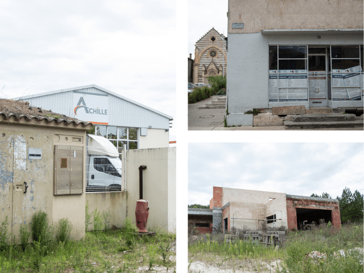 Le magasin de destockage de Sami Jabel, un bâtiment qui lui appartenait saisi par la justice et le chantier de sa future maison de famille à l'arrêt