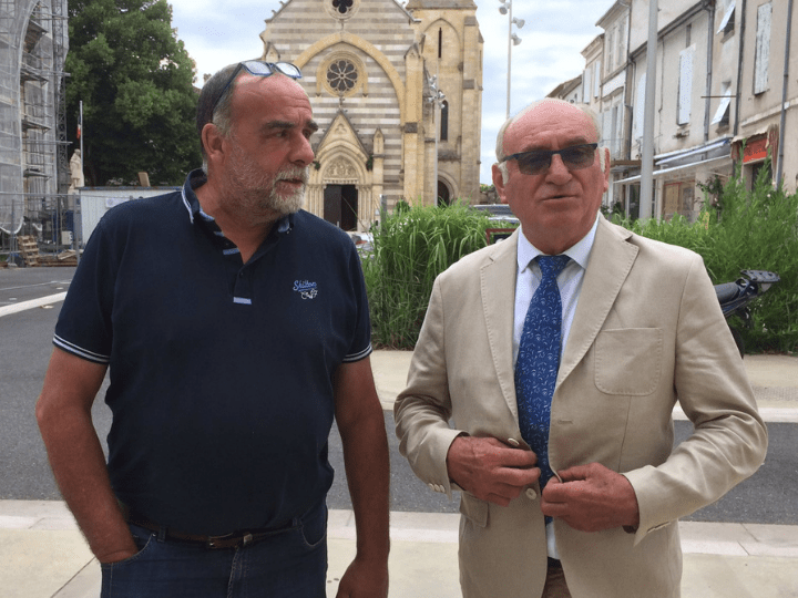 Serge Bousquet-Cassagne, à la Coordination rurale Lot-et-Garonne, et le maire d'Aiguillon, Christian Girardi