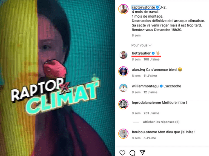 Betty a créé des cosmétiques « cruelty free », Le Raptor est lui climatosceptique.