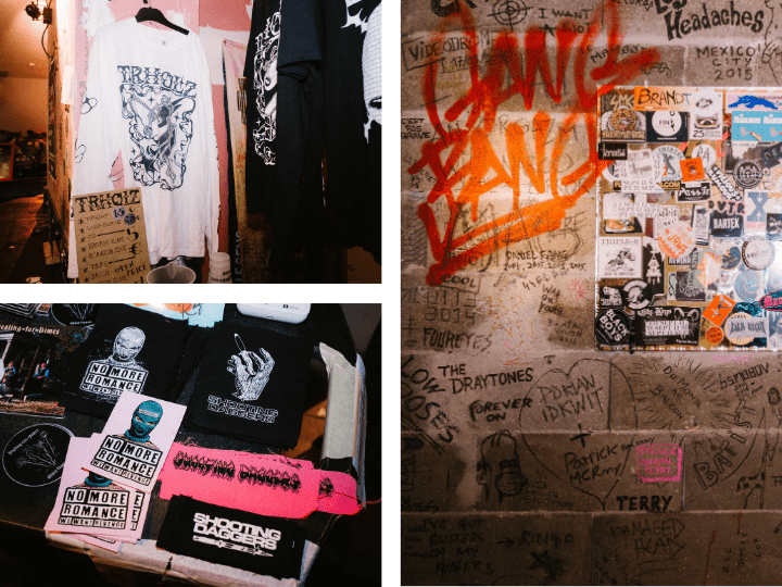 Chaque concert est l’occasion de présenter ses zines, stickers et affiches