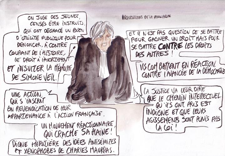 Lors de ses réquisitions, la procureure, Fiammetta Esposito, en profite pour donner une leçon d’histoire nécessaire aux jeunes militants d’extrême droite