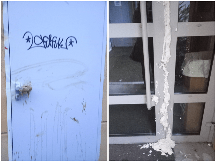 Le 23 janvier, à Toulouse, le groupuscule fémo-nationaliste Némésis devait organiser une conférence dans une salle municipale. L’une des portes a été maculée d’excréments.