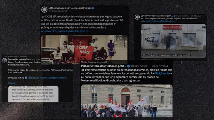 Créé fin 2023, l’Observatoire des violences politiques prétend mettre en lumière les violences d’une « extrême gauche » fourre-tout. Partagé par des membres du Rassemblement national, il dissimule ses proximités avec l’extrême droite violente