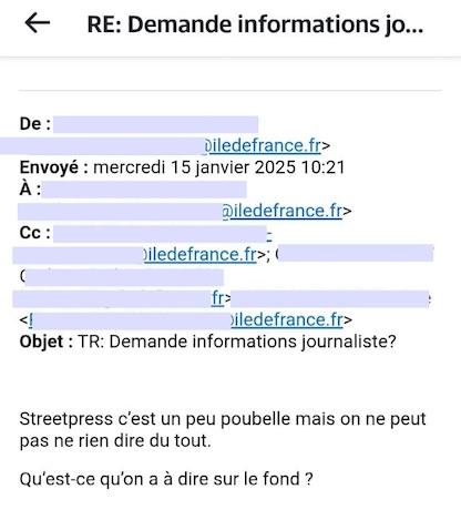 Les attachés presse de Valérie Pécresse, du conseil régional d'Île-de-France, nous ont ironiquement adressé par erreur leurs échanges internes