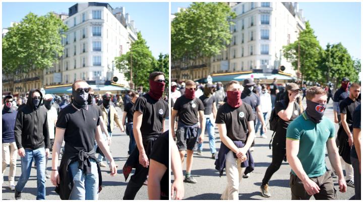 Contrairement à leurs homologues européens, les néofascistes français sont pour la plupart masqués lors du rassemblement
