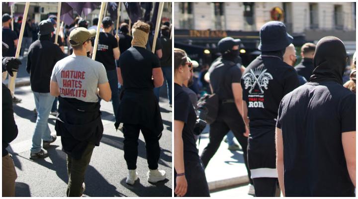 StreetPress a repéré des t-shirts qui revendiquent l’appartenance à un groupe de box thaï de Rome (à droite) ou un groupe espagnol dont le t-shirt proclame en anglais : « La nature déteste l'égalité. 