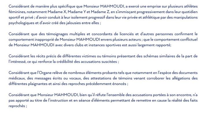 Dans un rapport, la FFA parle d'une situation d'« emprise sur plusieurs athlètes féminines »