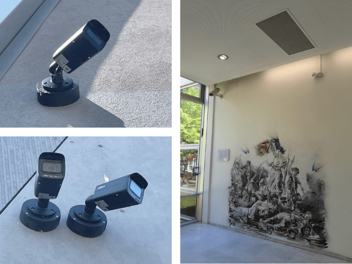 Photographies de caméras de surveillance prises par des étudiants et étudiantes sur le campus de l’Université Paris-Nanterre, courant 2025