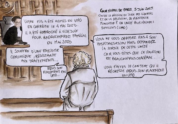 Le 5 juin, Isabelle passait devant la Juge des libertés et de la détention pour essayer de changer les conditions d'enfermement de son fils, Thomas