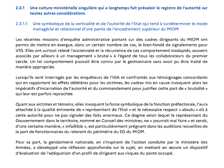 Les victimes et témoins « invoquent la force symbolique de la fonction préfectorale » et « le nécessaire respect "absolu" dû à cette autorité pour ne pas signaler des faits anormaux »