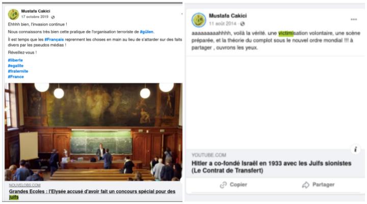 Pour Cakici, la Shoah serait une « victimisation volontaire », écrit-il en partageant une vidéo YouTube loufoque indiquant qu'Hitler aurait co-fondé Israël. « L’invasion continue », poste-t-il en 2019 à propos d’un article sur les juifs.