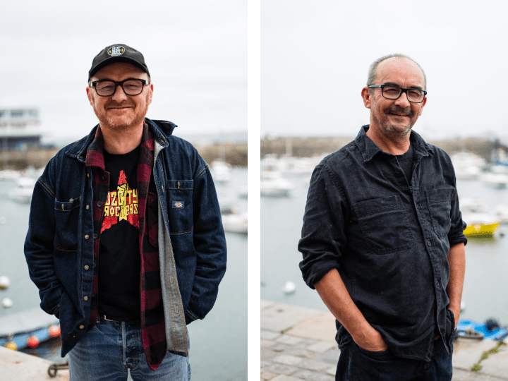 Jean-Marc Raphalen, musicien (à droite) et Laurent Coureau (à gauche), ancien batteur de TV Cash