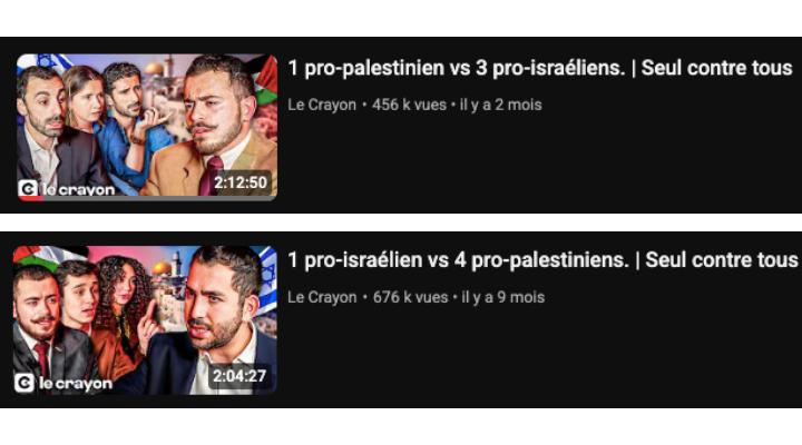 Captures d'écran de la chaîne YouTube du Crayon