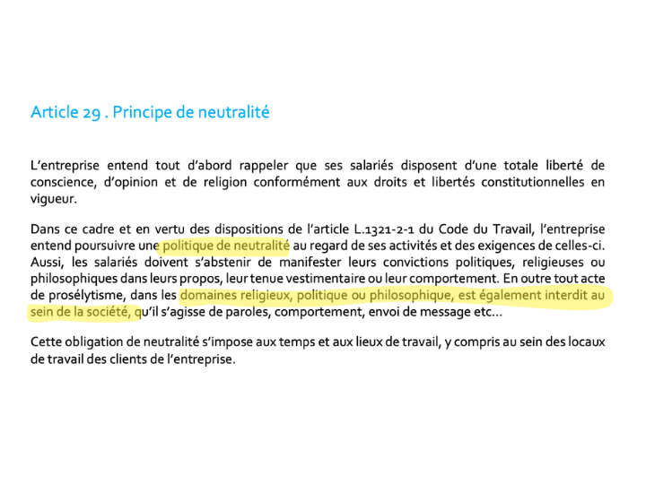 L'article 29 du règlement intérieur de Magellan Partners met en place une clause de neutralité.