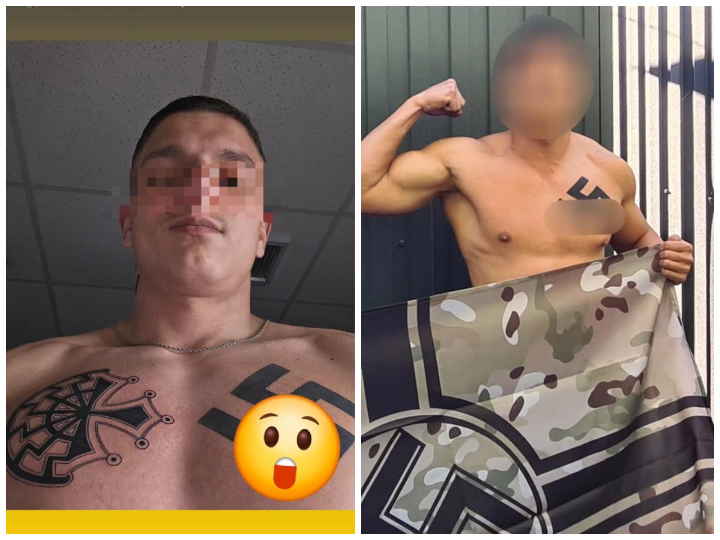 Depuis son arrivée en Ukraine, « Charlemagne » s’est fait tatouer une croix gammée sur le torse et s’affiche avec le même symbole sur son uniforme